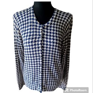Tommy Hilfiger Cardigan Sweater in Navy Blue & White Houndstooth
